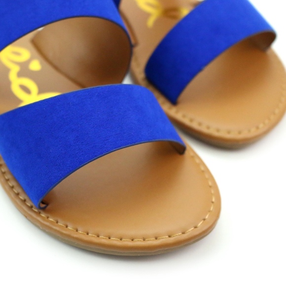 Qupid Athena Cobalt Blue Two Band Sandals NEW! - Picture 8 of 8